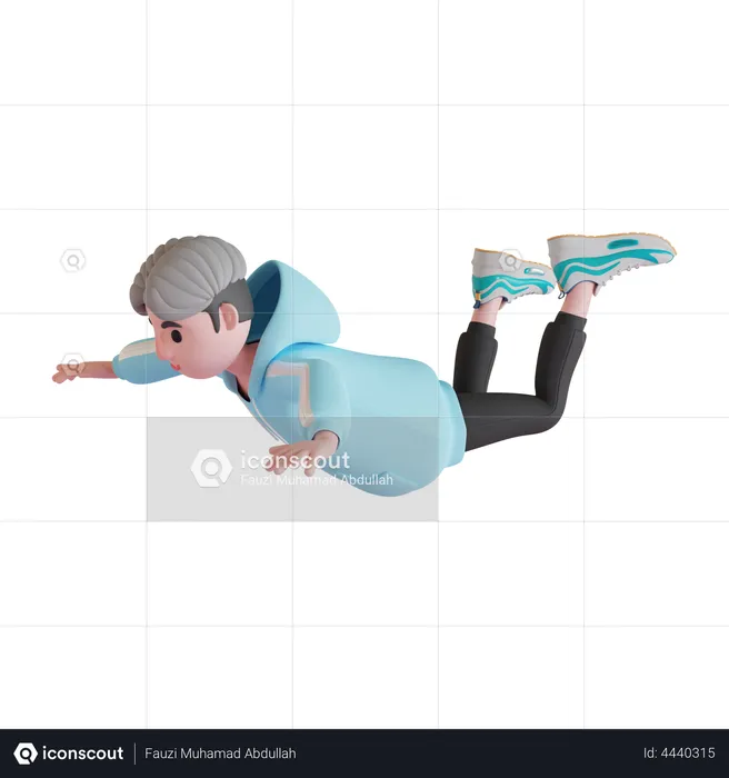Boy falling Falling From Sky  3D Illustration