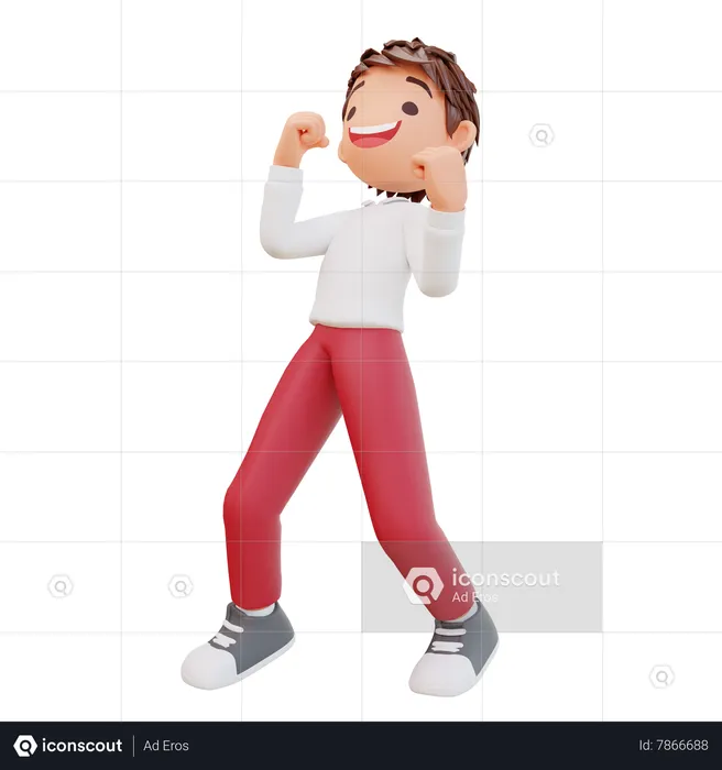 Boy feeling enthusiastic  3D Illustration