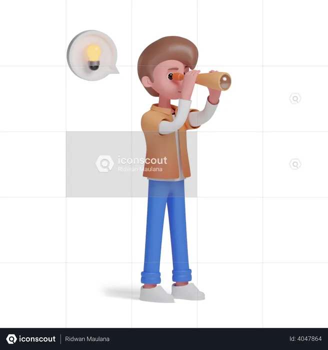 Boy Finding solution  3D Illustration