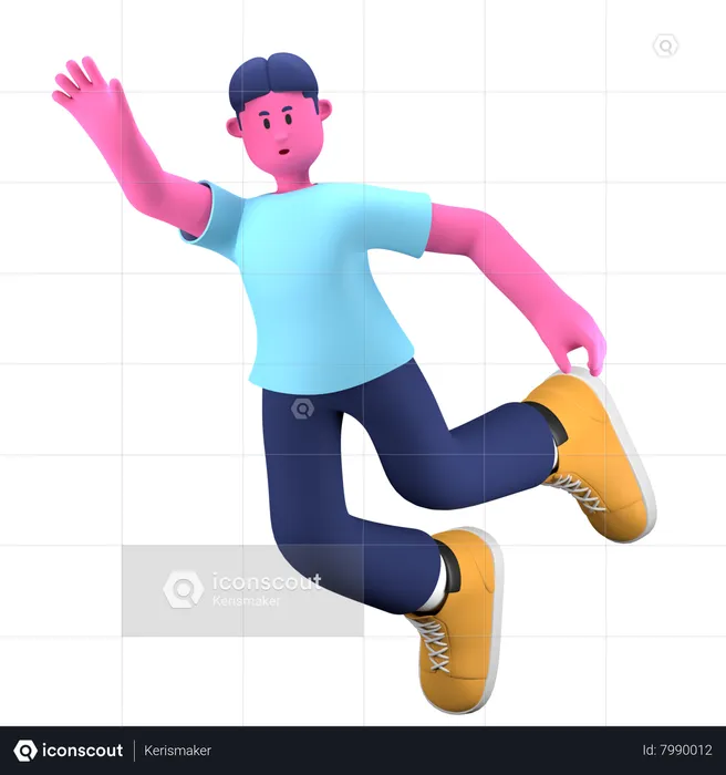 Boy flying in air  3D Illustration