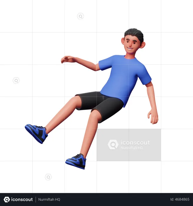 Boy Flying On Air  3D Illustration