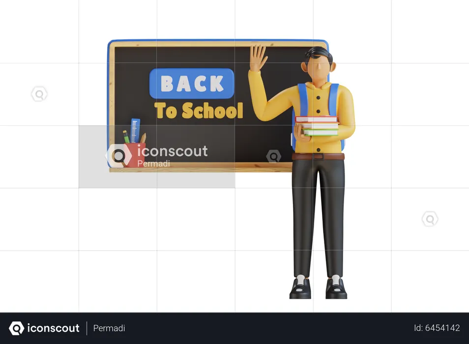 Boy getting back to school  3D Illustration