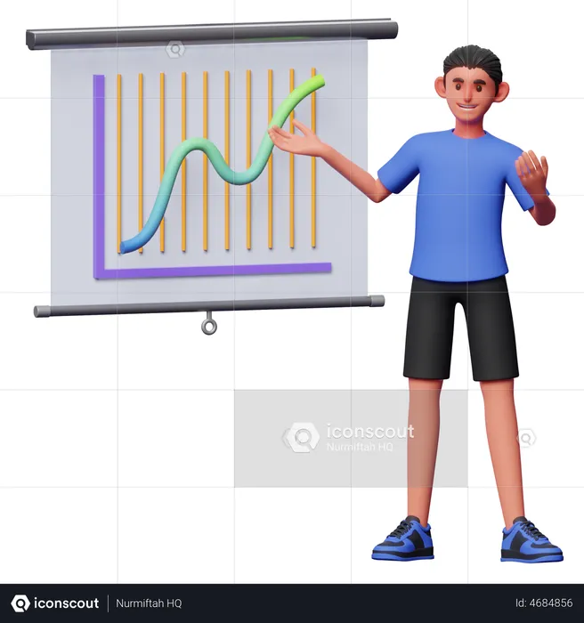 Boy Giving Business Presentation  3D Illustration