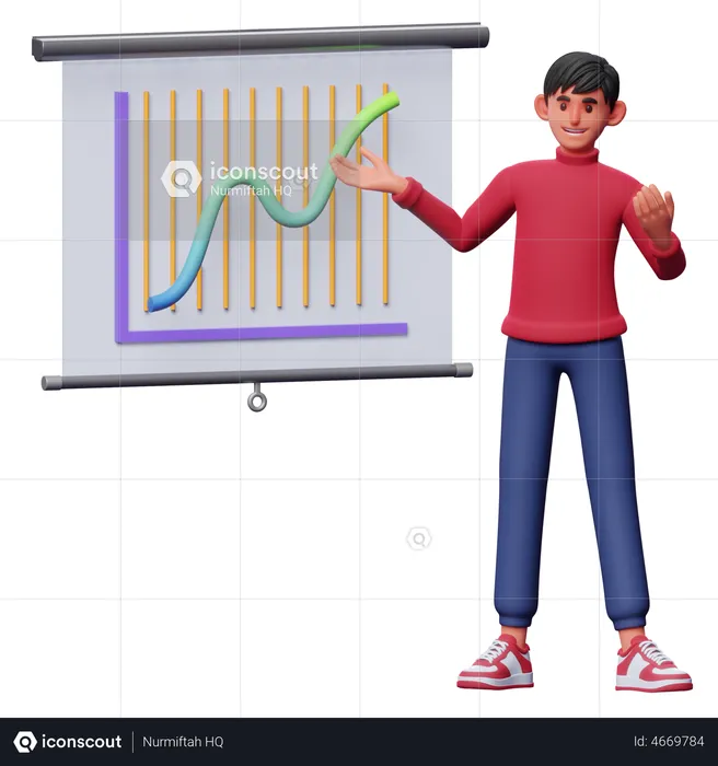 Boy giving Business Presentation  3D Illustration