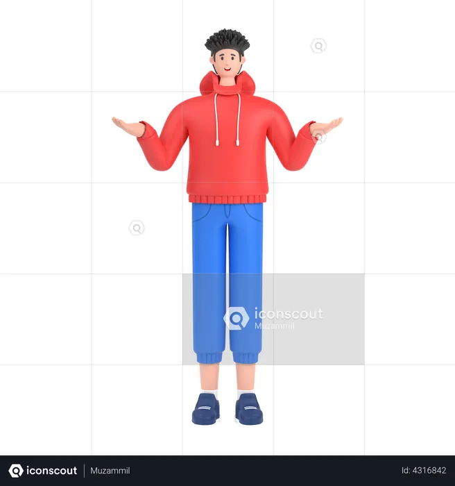 Boy Giving confuse pose  3D Illustration