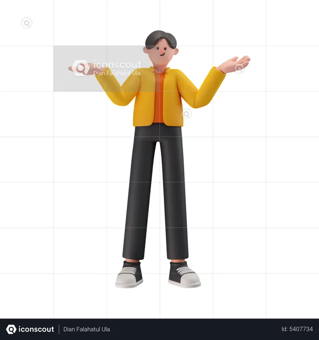 Boy Giving Confused Pose  3D Illustration