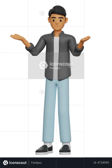 Boy Giving Confused Pose  3D Illustration