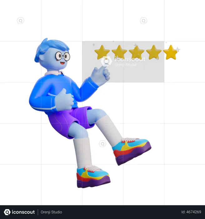 Boy Giving Rating Star  3D Illustration