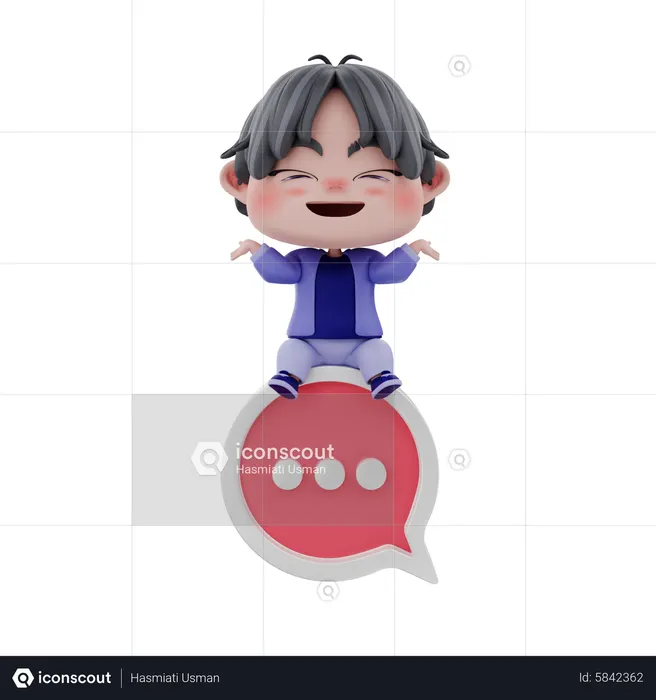 Boy giving social media comment  3D Icon