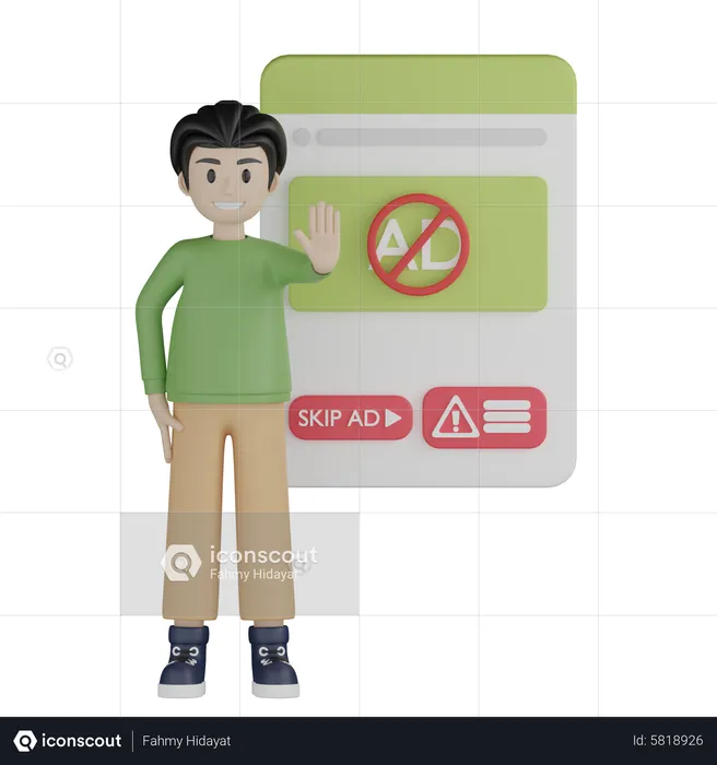 Boy giving stop pose  3D Illustration