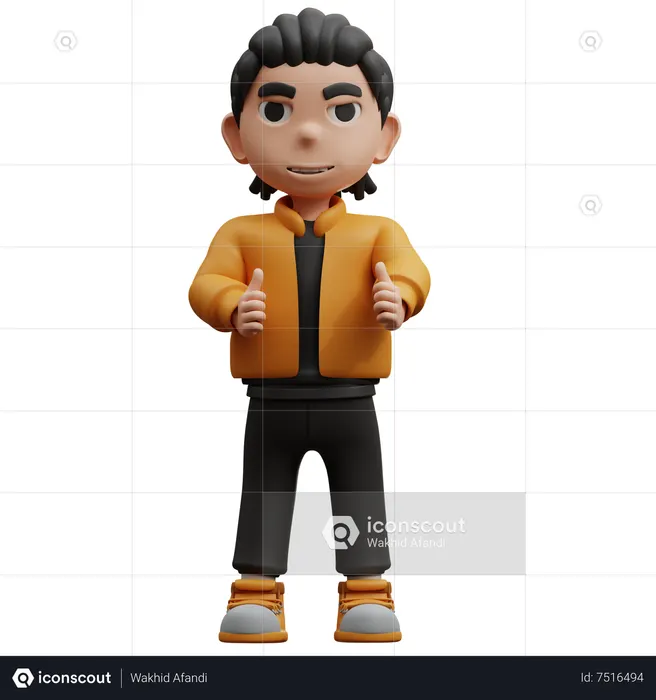 Boy Giving Thumbs Up  3D Icon