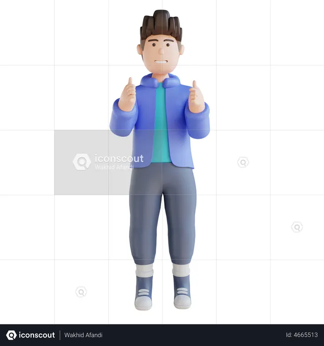 Boy giving thumbs up  3D Illustration