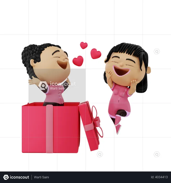 Boy giving valentine surprise  3D Icon