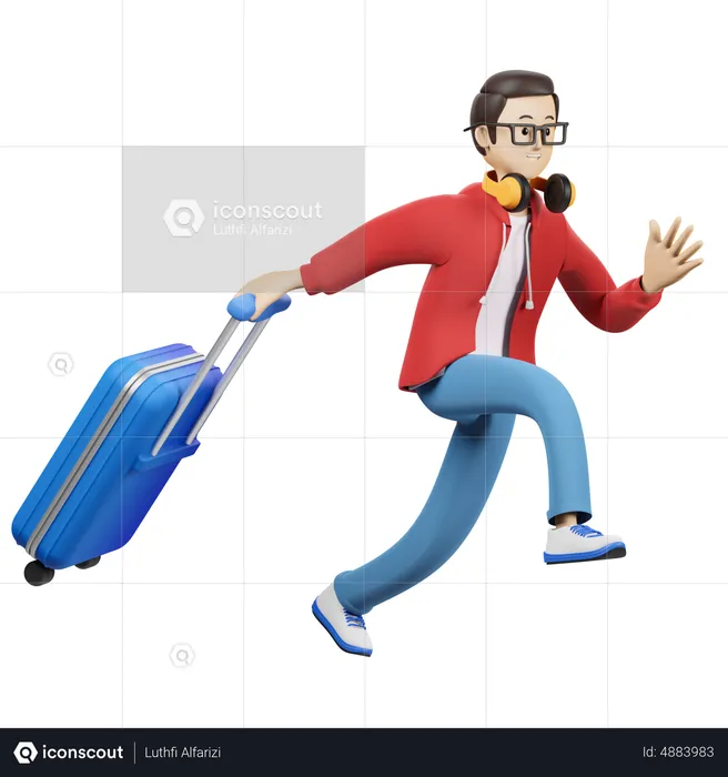 Boy Going For Trip  3D Illustration