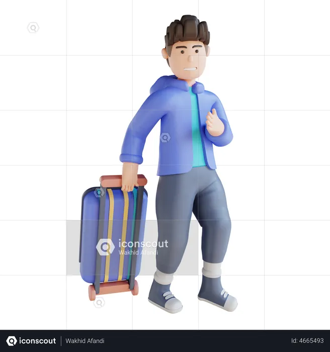 Boy going on vacation  3D Illustration
