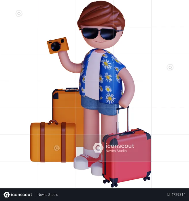 Boy Going On Vacation  3D Illustration