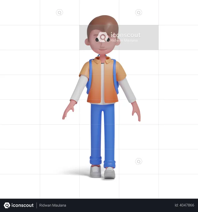 Boy going to school  3D Illustration