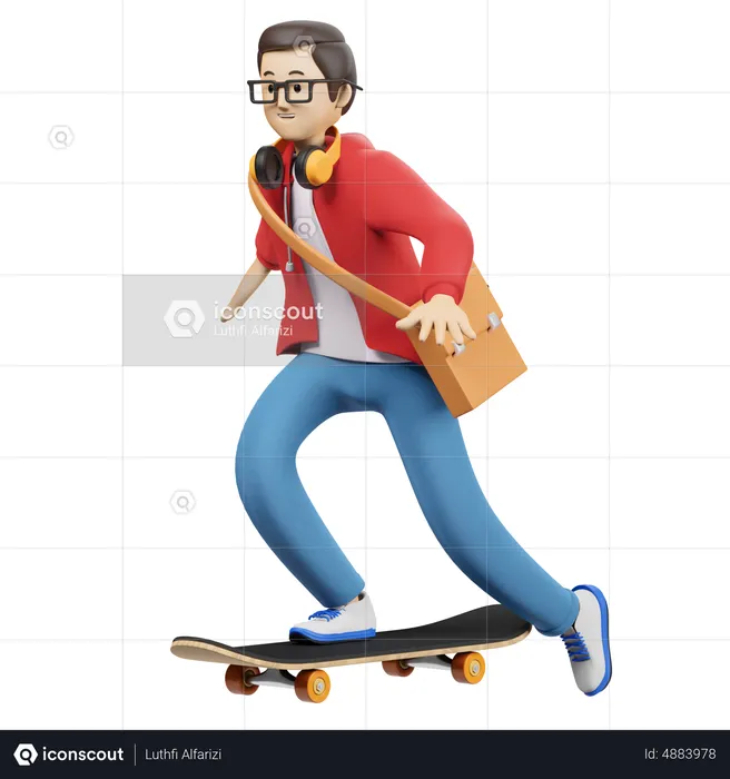 Boy Going To Work  3D Illustration