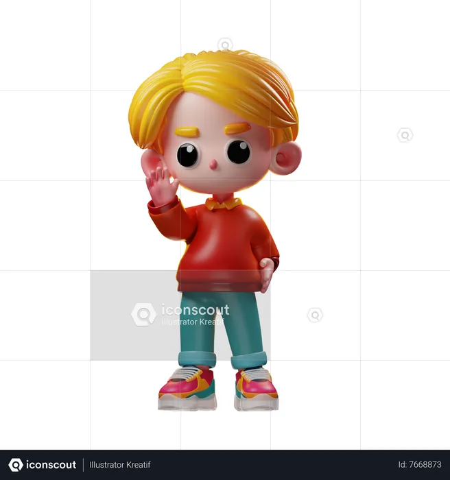 Boy Greeting  3D Icon