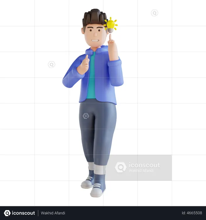 Boy having an idea  3D Illustration