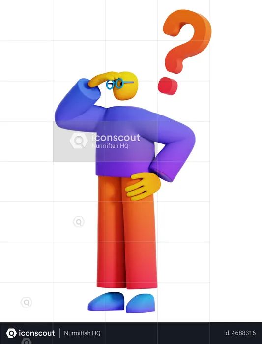 Boy having Question  3D Illustration