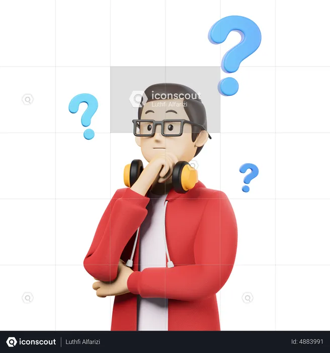Boy Having Question  3D Illustration