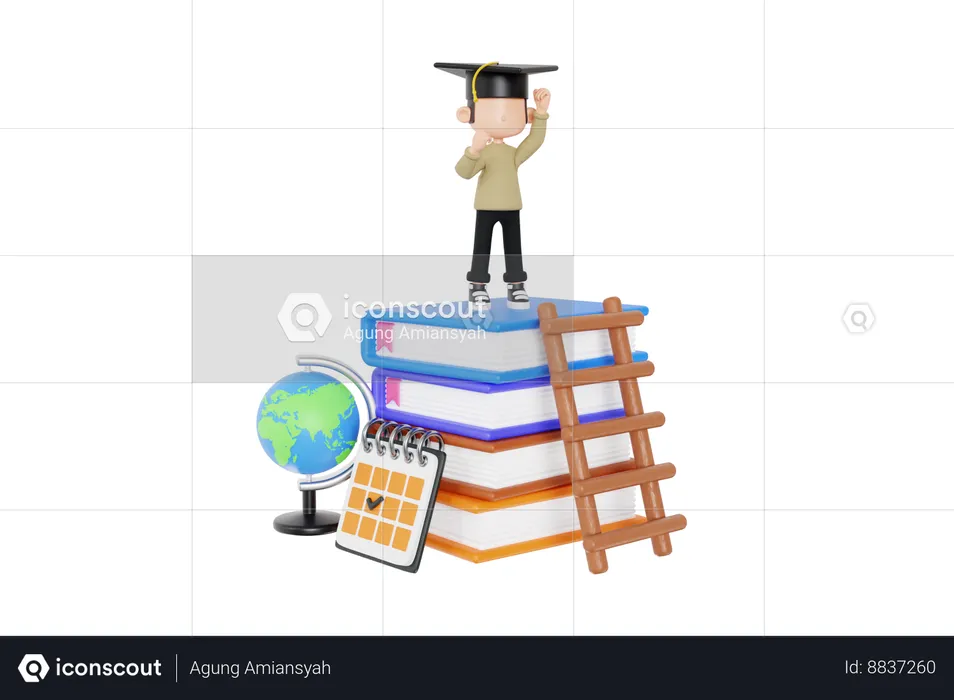 Boy Having Study Goal  3D Icon