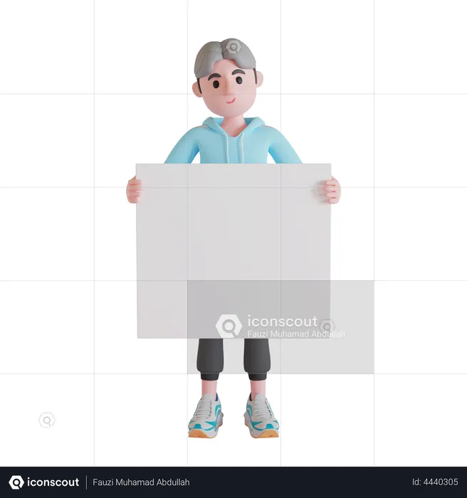 Boy holding blank placard 3D Illustration download in PNG, OBJ or Blend ...