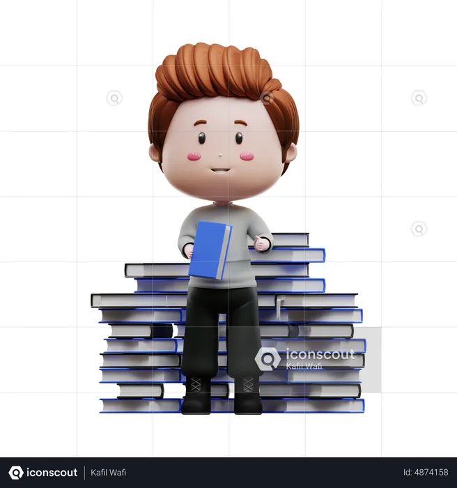Boy holding book  3D Illustration