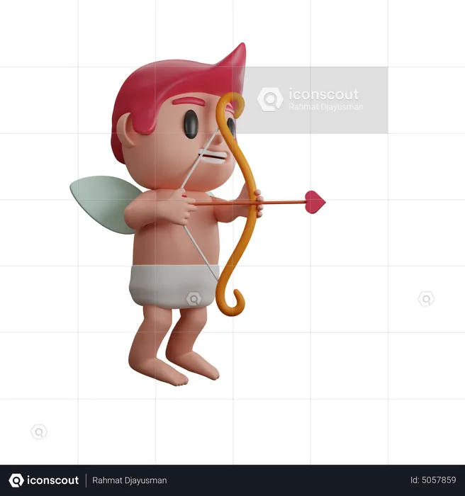 Boy holding Cupid bow  3D Illustration