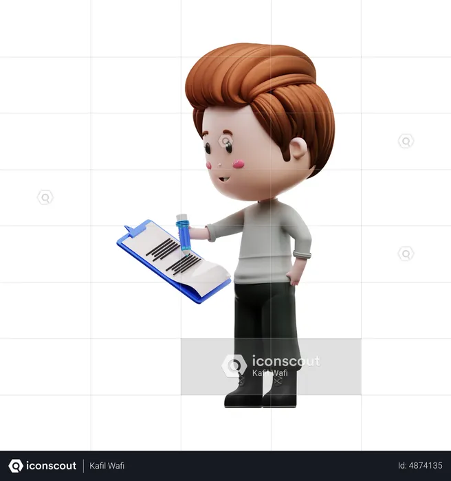 Boy holding task board  3D Illustration