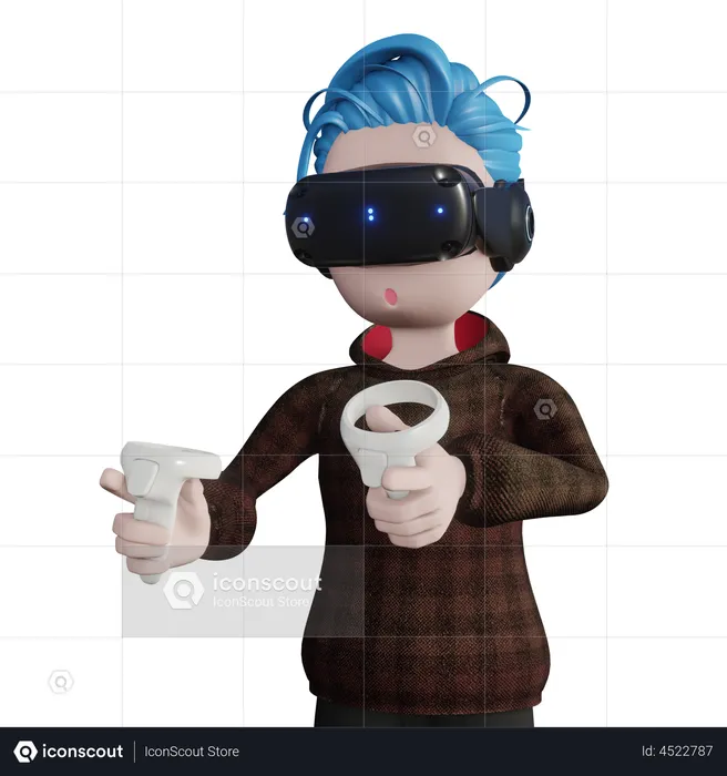 Boy holding vr controller  3D Icon