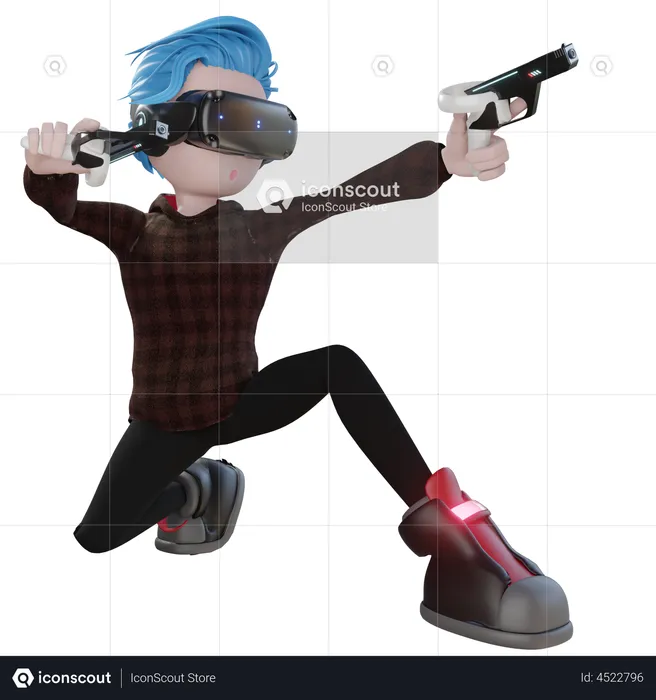 Boy holding VR gun  3D Icon