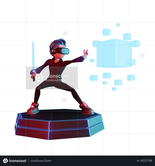 Boy holding VR sword  3D Icon