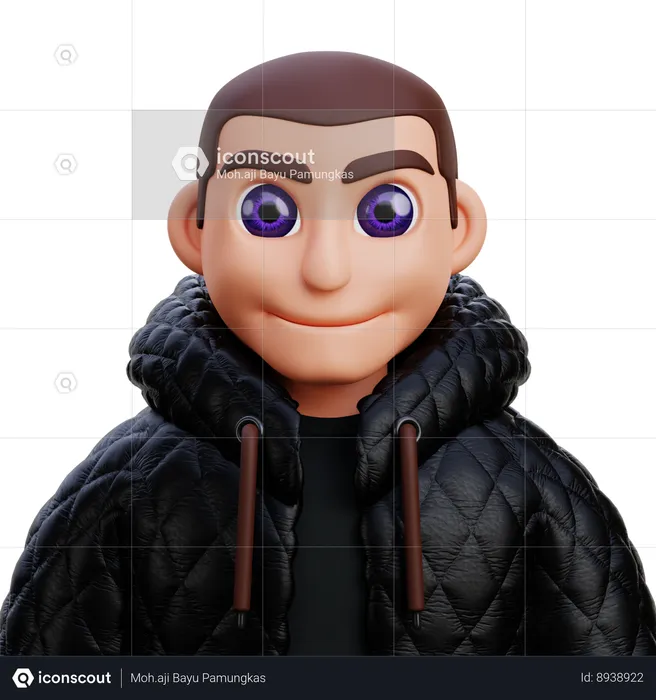 Boy in black jacket  3D Icon