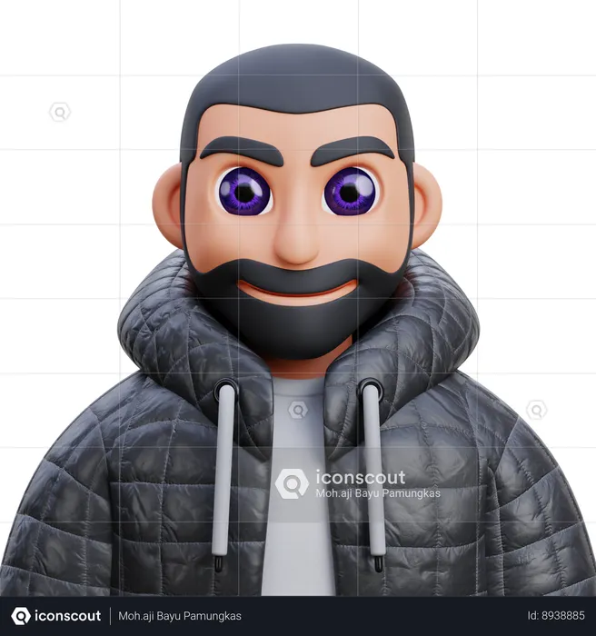 Boy in black jacket  3D Icon