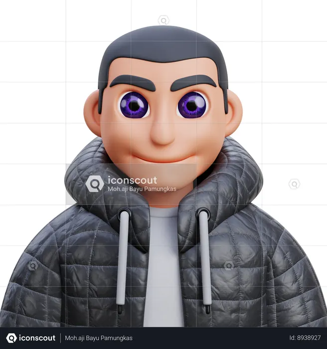 Boy in black jacket  3D Icon