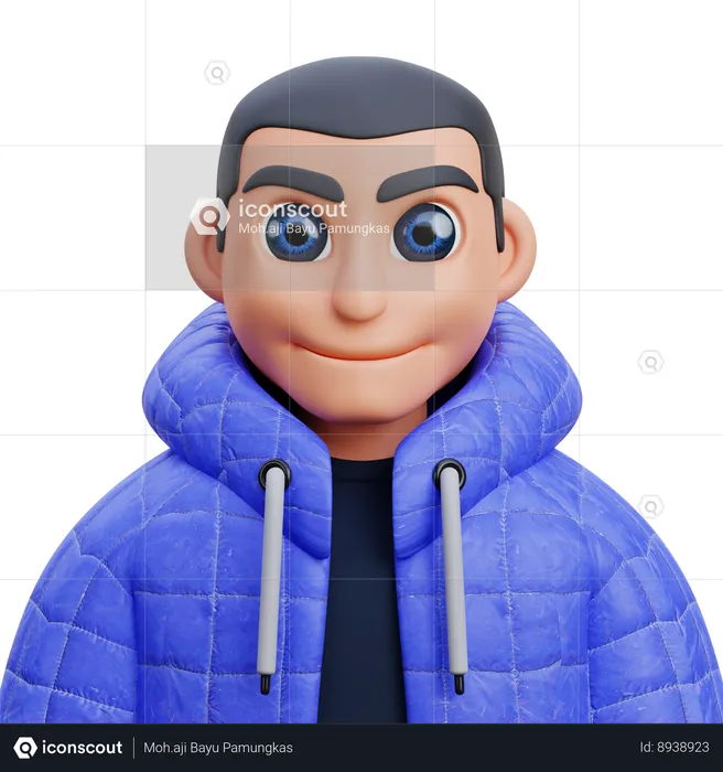 Boy in blue jacket  3D Icon