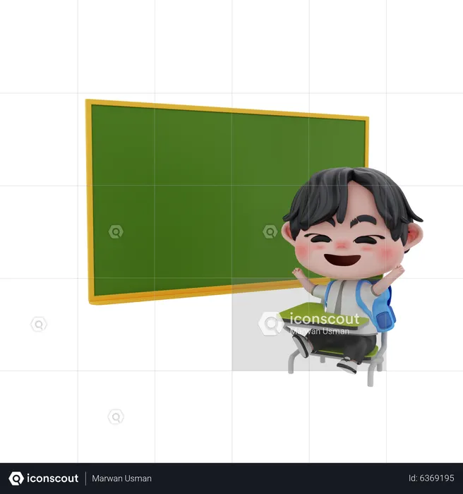 Boy in class  3D Illustration