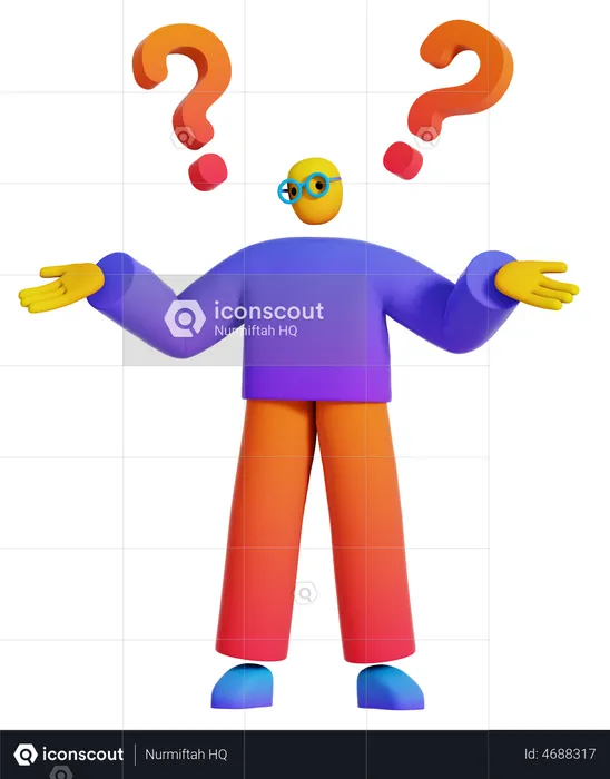 Boy in Confused pose  3D Illustration