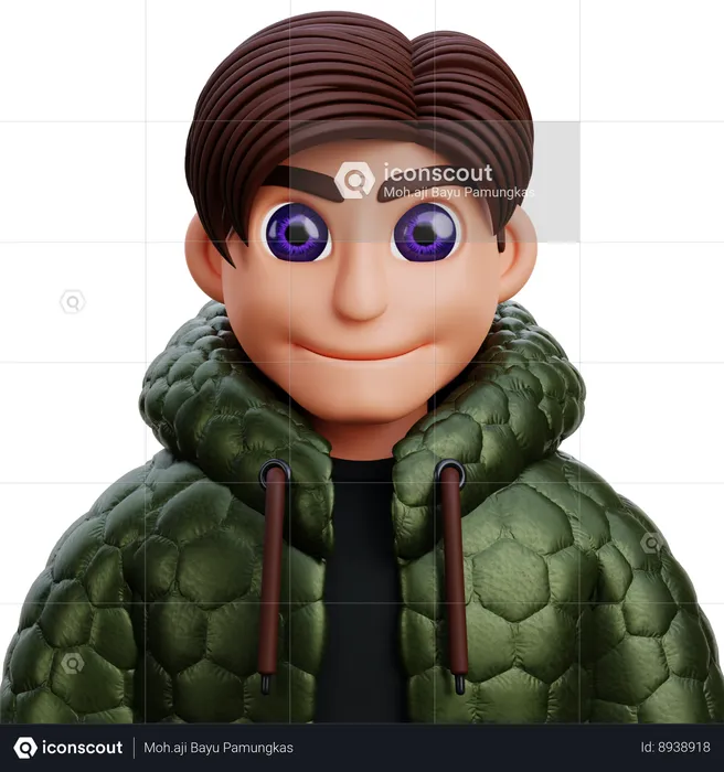 Boy in green jacket  3D Icon