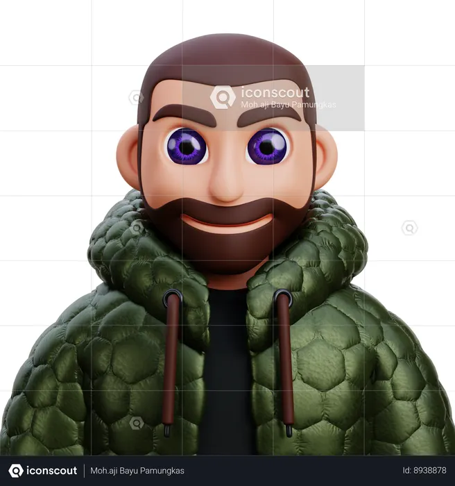 Boy in green jacket  3D Icon