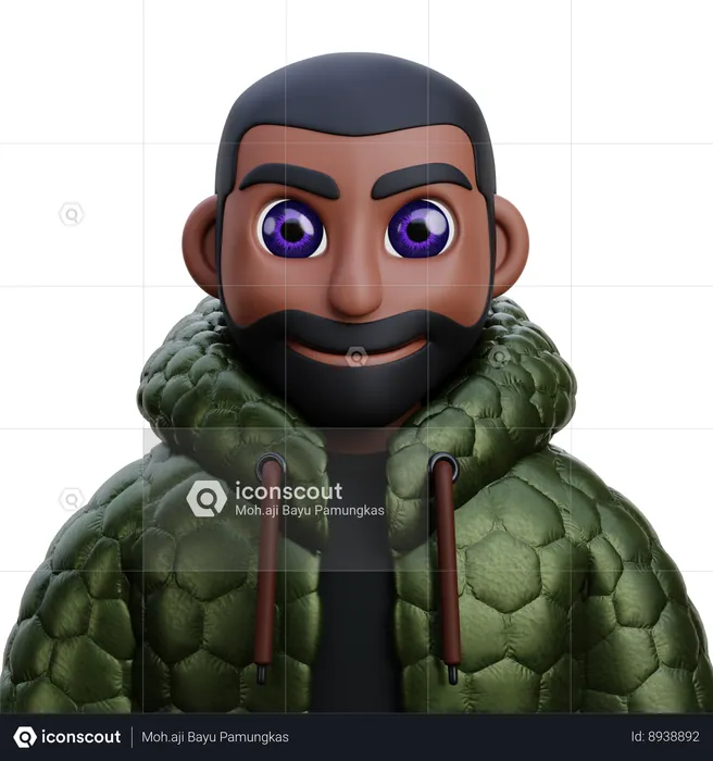 Boy in green jacket  3D Icon