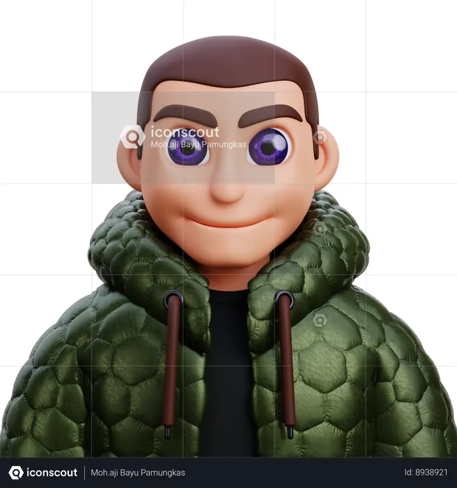 Boy in green jacket  3D Icon