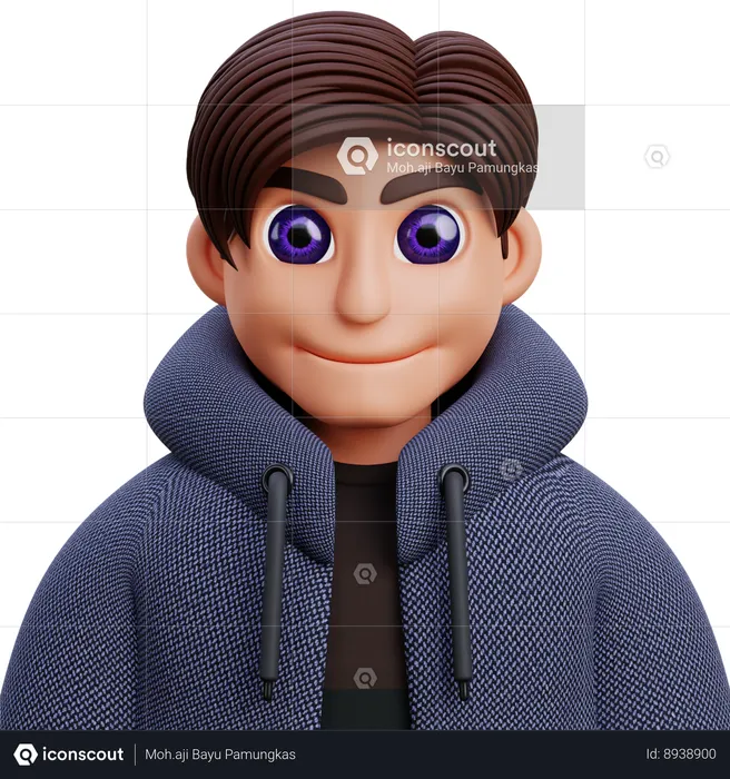 Boy in grey jacket  3D Icon