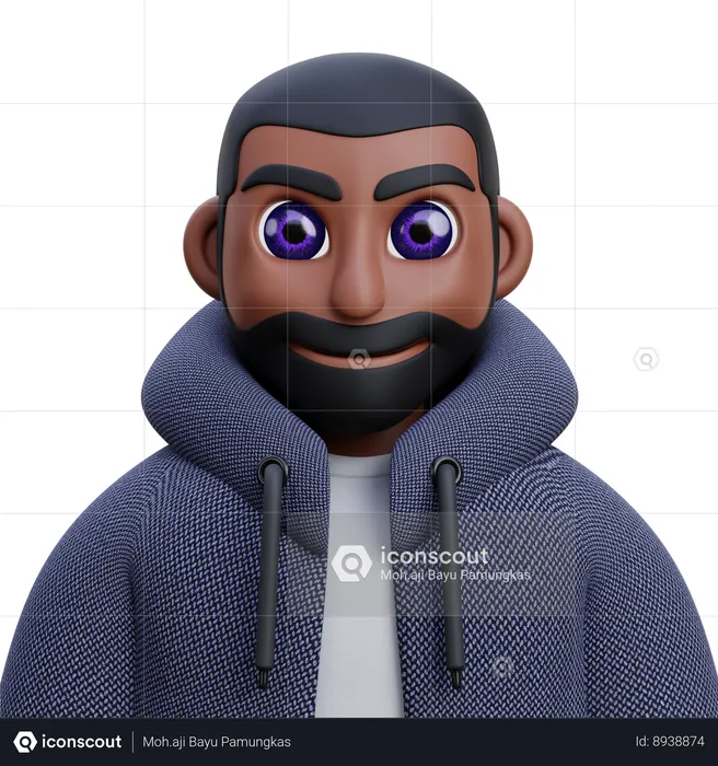 Boy in grey jacket  3D Icon