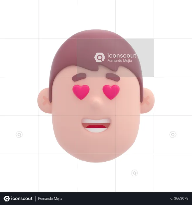 Boy In Love Emoji 3D Illustration