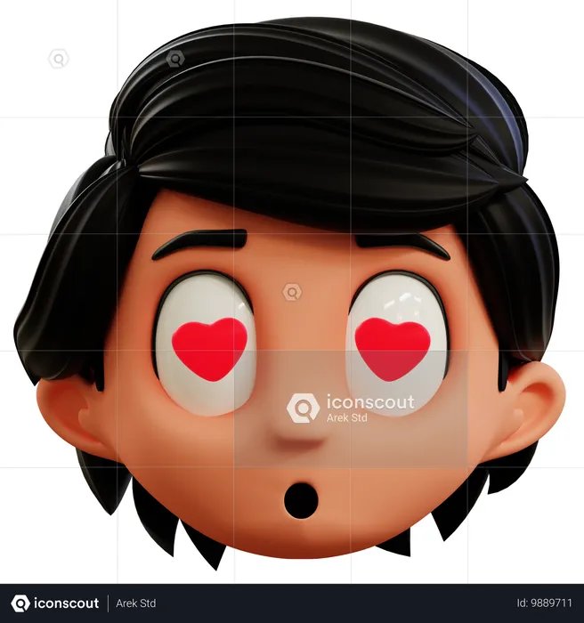 사랑에 빠진 소년 이모티콘 Emoji 3D Icon