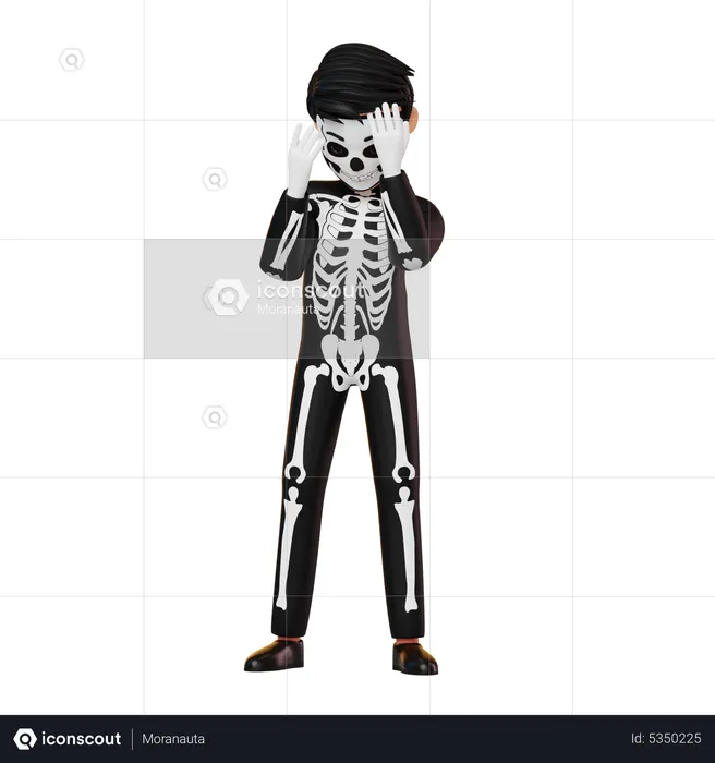 Boy In Skeleton Costume  3D Illustration