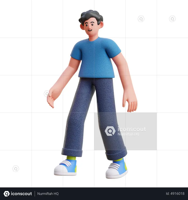 Boy in walking Pose  3D Illustration